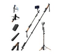 TELESIN TrekShot 3 en 1 Palo Selfie Trípode de Fibra de Carbono | Bastón de Senderismo con Control Remoto Bluetooth | Monopié Extensible 148 cm para Phone/Cámaras de Acción | Viajes Camping