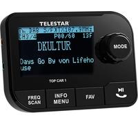 TELESTAR Top Car 1 - Adaptador Dab+ para Coche (FM Transmitter, Line-out, Bluetooth 5.0, microSD, Pantalla 2,3″, Soporte de Ventosa) - Negro