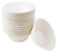 TELEVASO - 100 uds - Cuenco de bagazo redondo 340 ml de fibra caña de azúcar - Tamaño 152x46 mm - Biodegradables, compostables, ecológicos, desechables y reciclables - Apto para microondas