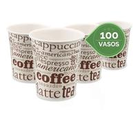 TELEVASO 100 Vasos desechables 200 ML cafe vasos carton desechables, vasos ecologicos reutilizables bebidas calientes, te, leche, resistentes al calor, para todo tipo de usos.