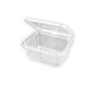 TELEVASO - 125 uds - Envase Recipiente para Comidas frías con Tapa bisagra Rectangular - Capacidad 500 ml - Polietileno (Pet) Transparente