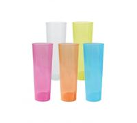 TELEVASO - 200 unidades - Vaso Tubo 300 ml Reutilizable Ligero - Polipropileno (PP) - Colores surtidos - Vaso ecológico Libre de BPA, Ideal para cerveza, cubatas, agua