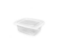 TELEVASO - 300 uds - Envase recipiente rectangular para comida + tapa separada - Capacidad 500 ml - Polipropileno (PP) traslúcido - Contenedores desechables con tapa, apto para microondas