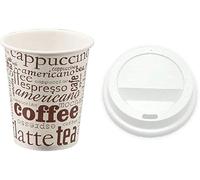 TELEVASO - 300 uds - Vaso de cartón para café Vending + Tapa Traveler - Capacidad de 200 ml (7 oz) - Reciclables - Ideal para Bebidas Calientes como café, té, Leche
