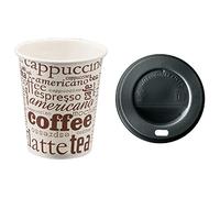 TELEVASO - 300 uds - Vaso de cartón para café Vending + Tapa Traveler - Capacidad de 237 ml (8 oz) - Ideal para Bebidas Calientes como café, té, Leche, infusiones