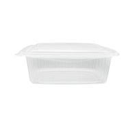 TELEVASO - 400 uds - Envase/recipiente para comida con tapa bisagra oval - Capacidad 1000 ml - Polipropileno (PP) transparente - Contenedores desechables con tapa, apto para microondas