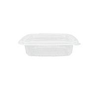 TELEVASO - 50 uds - Envase/recipiente para comida con tapa bisagra oval - Capacidad 375 ml - Polipropileno (PP) traslúcido - Contenedores desechables con tapa, apto para microondas