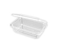 TELEVASO - 50 uds - Envase recipiente para comidas frías con tapa bisagra rectangular - Capacidad 750 ml - Polietileno (PET) transparentes