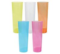 TELEVASO - 50 unidades - Vaso Tubo 300 ml Reutilizable Ligero - Polipropileno (PP) - Colores surtidos - Vaso ecológico Libre de BPA, Ideal para cerveza, cubatas, agua