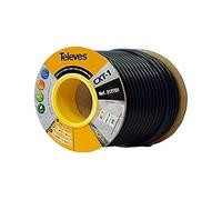 Televes 212701, Cable Coaxial Acero-Cobre CXT1, Negro, PVC (Bobina Madera 100 m)