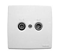 Embellecedor blanco 2 conectores: TV/R-SAT - TELEVES 5440
