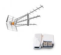 Televes Pack antena DAT HD BOSS 790 LR 4 G LTE 19dB especial réceptions difficile TDT UHF + Ampli Compact 2 salidas