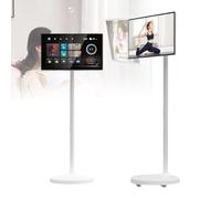 Televisión portátil con monitor de pantalla táctil, pantalla giratoria de 1080P, TV rodante sobre ruedas, batería integrada, sistema operativo Android, 21.5 pulgadas, 4 GB de RAM, 128 GB de