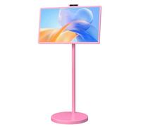 Televisión portátil inteligente sobre ruedas, pantalla táctil inalámbrica con WiFi Android 15, cámara incorporada, monitor móvil inalámbrico alimentado por pilas, tableta móvil para acampar