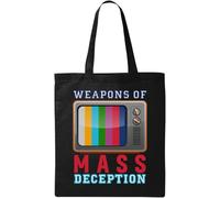 Television TV Weapons of Mass Deception Brave New World - Bolsa de algodón ecológico natural, color negro, Black, Talla única