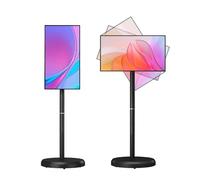 Televisor Inteligente de 21.5 Pulgadas Pantalla táctil FHD 1080P Giratorio de 360° Soporte con Ruedas for la Oficina en casa for Ver Contenido Multimedia en Streaming(Black)