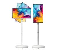 Televisor Inteligente de 21.5 Pulgadas Pantalla táctil FHD 1080P Giratorio de 360° Soporte con Ruedas for la Oficina en casa for Ver Contenido Multimedia en Streaming(White)