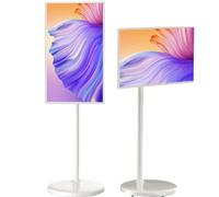 Televisor inteligente portátil con pantalla táctil 4K UHD, TV rodante 1080P con ruedas, sistemas operativo Android 13, soporte giratorio completo, pantalla móvil, tableta de TV giratoria 27in-8G128G