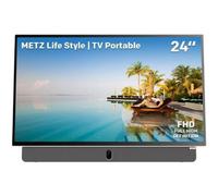 Metz TV Portable 24 Pouces (60 cm) Smart Google TV FHD Avec Batterie Intégrée Poignée HDR 10 Chargeur Voiture 12V Ecran Anti-reflet Dolby Audio HDMI USB Bluetooth Wi-FI (24MPE7000 Blanc)