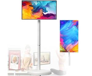 Televisor portátil con pantalla giratoria 4K Ultra HD, Smart TV con ruedas y control remoto, 4+64GB/8+128GB, sistemas operativo Android, batería integrada con 5-8 horas de reproducción 27in-4G64G