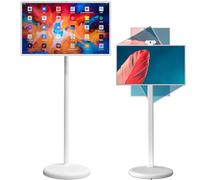 Televisor portátil con pantalla táctil de 21,5"/24"/27"/32",Smart TV móvil 4K UHD,televisor giratorio para exteriores con cámara de 5MP,soporte de suelo ajustable con rotación completa 27in-8G128G