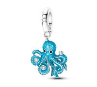 Teleye Abalorio chapado en plata con cierre de pulpo, exquisita cuenta decorativa compatible con pulseras clásicas