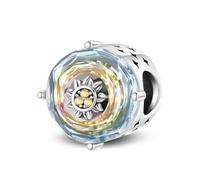Teleye Abalorio de sol brillante, abalorio de pulsera con cuentas, apto para pulseras de 3 mm a 4,5 mm