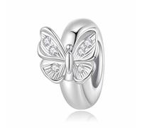 Teleye Abalorios espaciadores de silicona de mariposa, accesorio de plata esterlina 925, compatible con con pulsera de 3 mm-4,5 mm