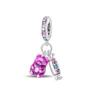 Teleye Bear Soft Candy Conjunto de dos piezas Charm, Charm de pulsera con cuentas, apto para pulseras de 3 mm a 4,5 mm