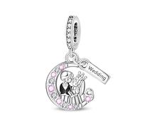 Teleye Charm colgante de boda romántica, Charm de pulsera con cuentas, apto para pulseras de 3 mm a 4,5 mm
