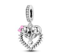 Teleye Charm colgante de calavera de amor, Charm de pulsera con cuentas, apto para pulseras de 3 mm a 4,5 mm