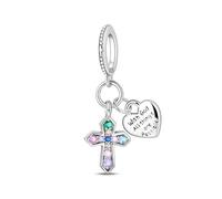Teleye Charm colgante de cruz, accesorio de pulsera con dijes de plata esterlina 925, pulsera compatible con de 3 mm a 4,5 mm