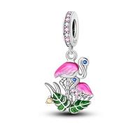 Teleye Charm colgante de flamenco, Charm de pulsera con cuentas, apto para pulseras de 3 mm a 4,5 mm