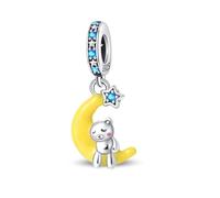 Teleye Charm colgante de oso de buenas noches, Charm de pulsera con cuentas, apto para pulseras de 3 mm a 4,5 mm