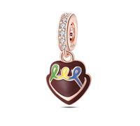 Teleye Charm colgante de pastel de chocolate, Charm de pulsera con cuentas, apto para pulseras de 3 mm a 4,5 mm