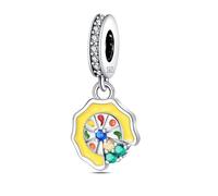 Teleye Charm colgante de pizza de queso, Charm de pulsera con cuentas, apto para pulseras de 3 mm a 4,5 mm