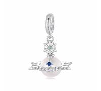 Teleye Charm colgante de planeta copo de nieve, accesorio de plata de ley 925, pulsera compatible con de 3 mm a 4,5 mm