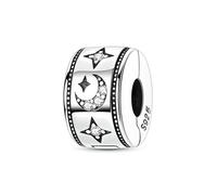 Teleye Dewdrop Star and Moon Clip Charm, Charm de pulsera con cuentas, apto para pulseras de 3 mm a 4,5 mm