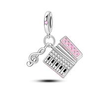 Teleye Dije colgante de acordeón con nota musical, dije de pulsera con cuentas, apto para pulseras de 3 mm a 4,5 mm