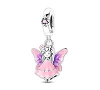 Teleye Dije colgante de hada mariposa, dije de pulsera con cuentas, apto para pulseras de 3 mm a 4,5 mm