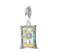 Teleye Dije colgante de pintura al óleo de girasol, dije de pulsera con cuentas, apto para pulseras de 3 mm a 4,5 mm