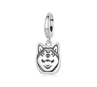 Teleye Dije de collar con colgante a presión Shiba Inu, accesorio de plata de ley 925, pulsera compatible con de 3 mm a 4,5 mm
