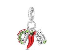 Teleye Dije de fiesta de tacos, dije de pulsera con cuentas, apto para pulseras de 3 mm a 4,5 mm