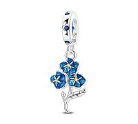 Teleye Esmalte Forget - me - not Charm colgante, Charm de pulsera con cuentas, apto para pulseras de 3 mm-4,5 mm