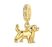 Teleye Golden Retriever Puppy Charm, pulsera con cuentas Charm, apto para pulseras de 3 mm a 4,5 mm