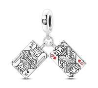 Teleye King of Spades & Queen of Hearts Charm, Charm de pulsera con cuentas, apto para pulseras de 3 mm a 4,5 mm