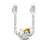 Teleye Lazy Cat Hammock Double - Charm colgante de anillo, Charm de pulsera con cuentas, apto para pulseras de 3 mm a 4,5 mm