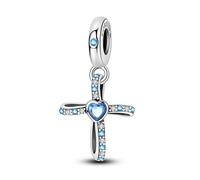 Teleye Mar - Charm colgante de amor azul, Charm de pulsera con cuentas, apto para pulseras de 3 mm a 4,5 mm