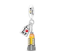 Teleye New York Empire State Building Charm colgante, Charm de pulsera con cuentas, apto para pulseras de 3 mm a 4,5 mm