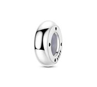 Teleye Tope de goma de superficie brillante de plata lisa chapado en plata, exquisita cuenta decorativa compatible con pulseras clásicas